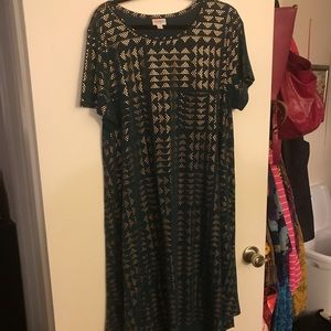 Lularoe Elegant 2x Carly dark green and rose gold
